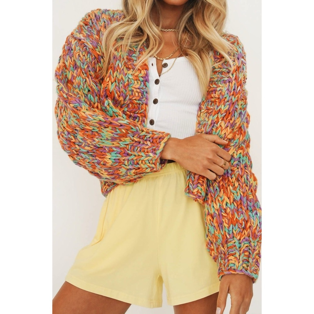NWT Verge Girl Raise The Bar Knit Multi-Color Chunky Cardigan - Size S/M